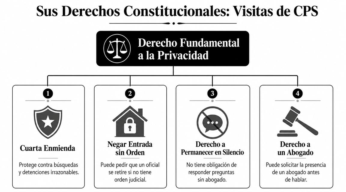 Gráfico explicativo sobre los derechos constitucionales frente a las visitas de los trabajadores sociales de CPS.