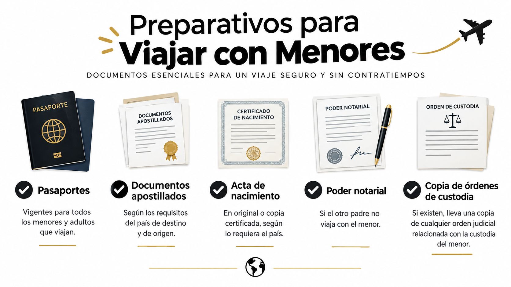 Lista de documentos esenciales necesarios para viajar con menores de forma segura y sin contratiempos.